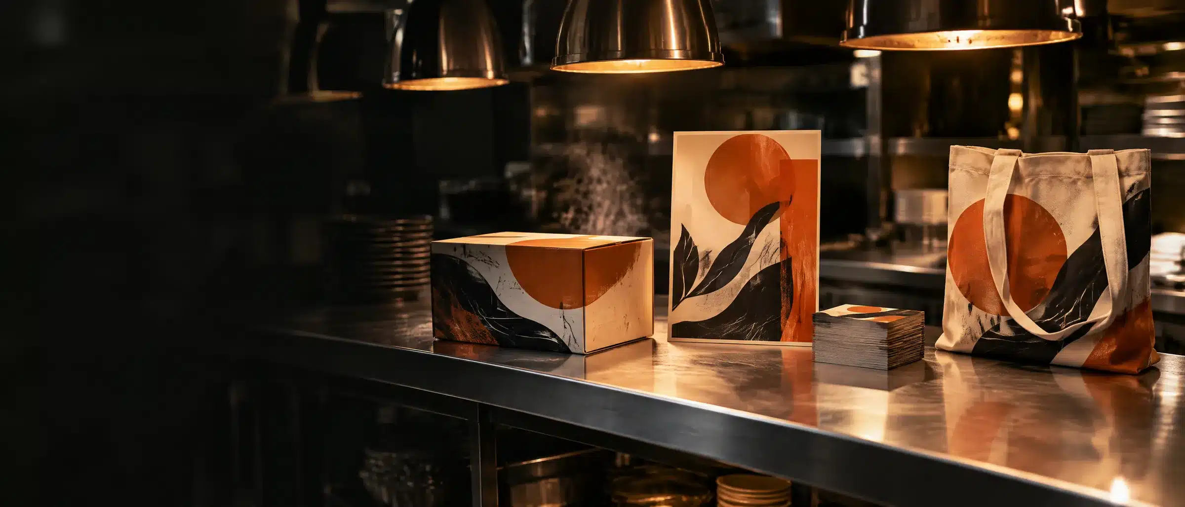 Finished packaging, poster and tote bag on the studio pass